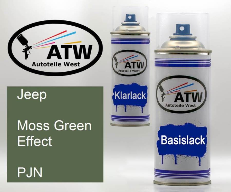 Jeep, Moss Green Effect, PJN: 400ml Sprühdose + 400ml Klarlack - Set, von ATW Autoteile West.
